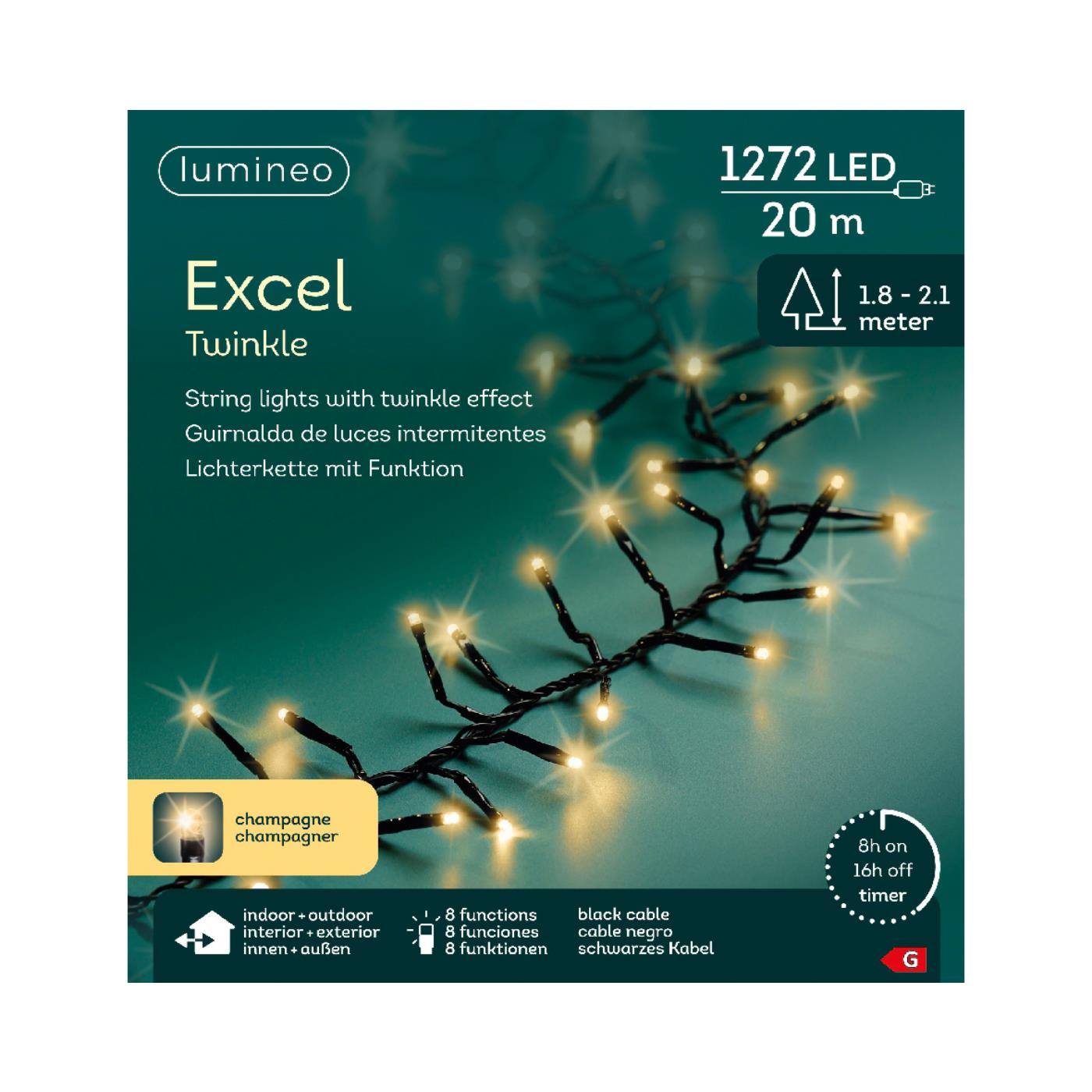 Excel twinkel 1272LED 20M Champagne | Lumineo