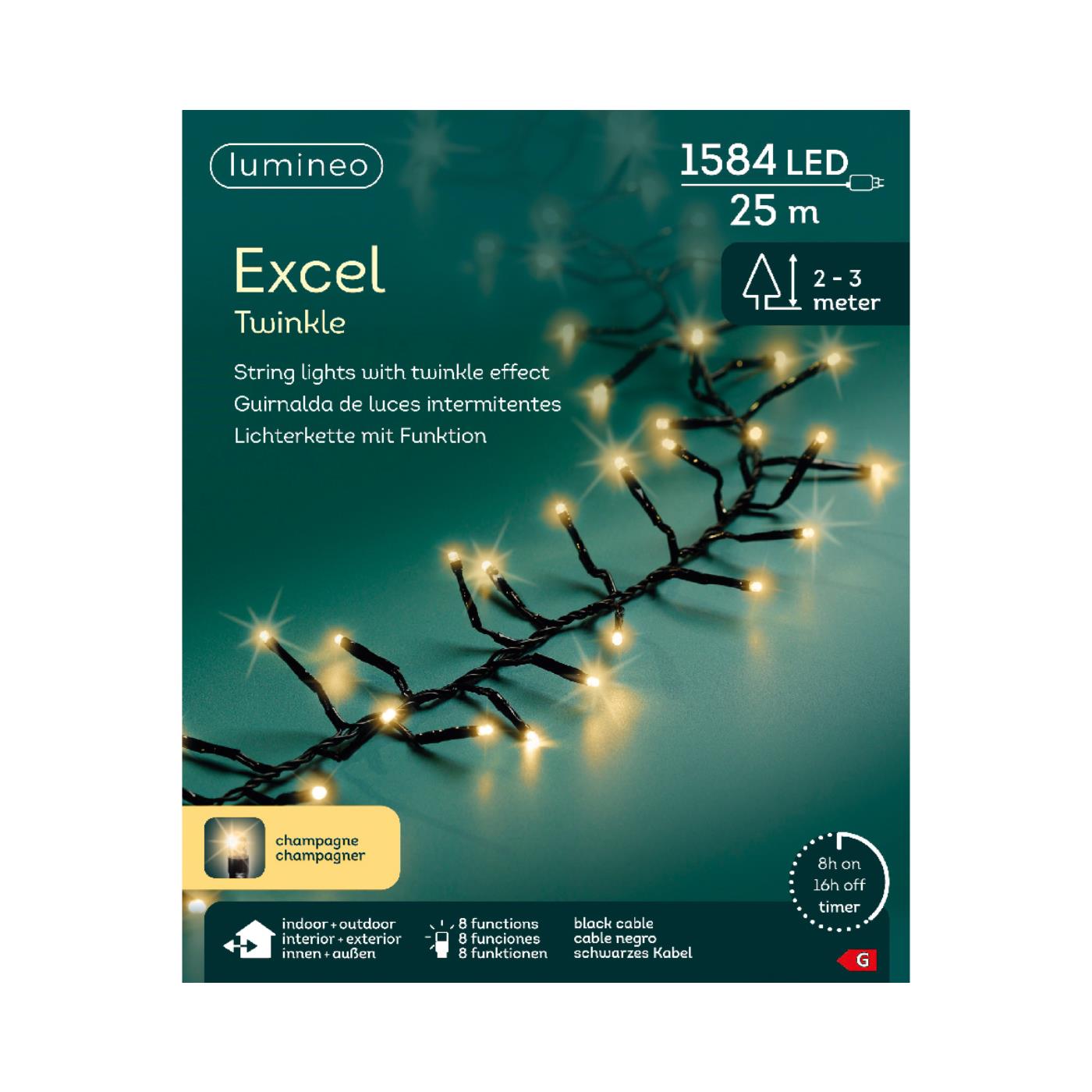 Excel twinkel 1584LED 25M Champagne | Lumineo