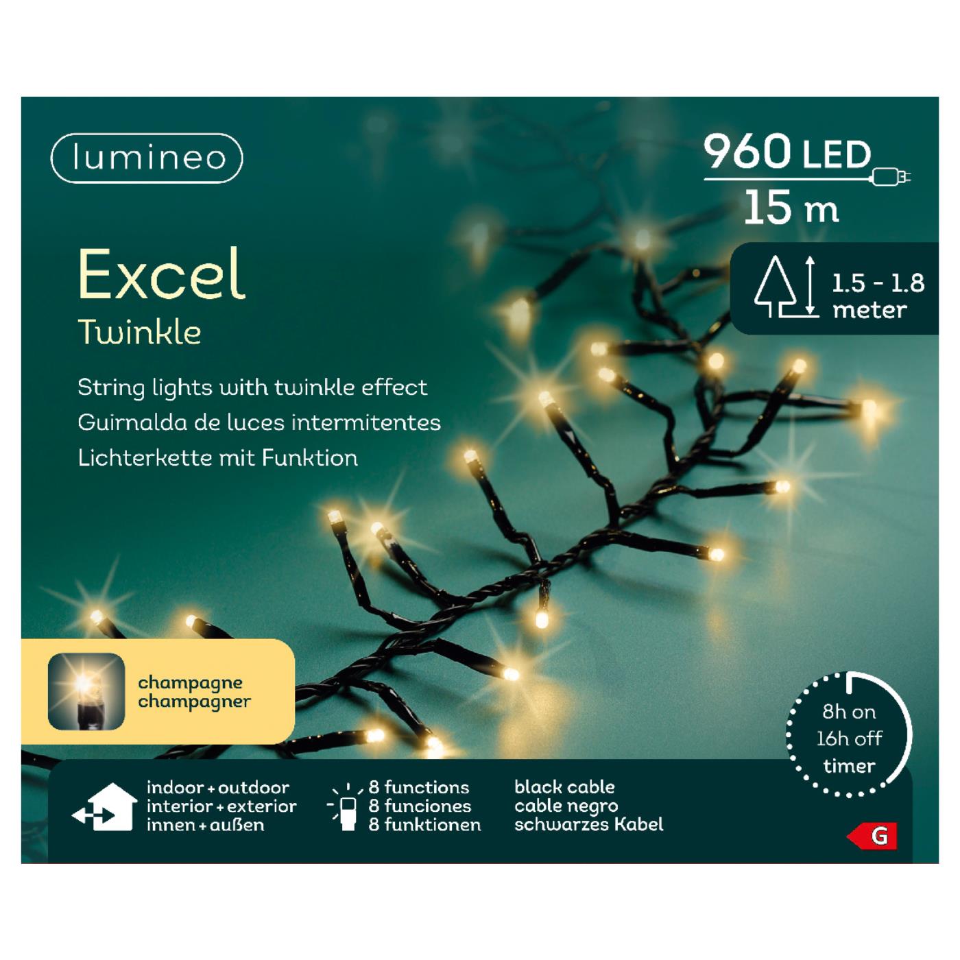 Excel twinkel 960LED 15M Champagne | Lumineo