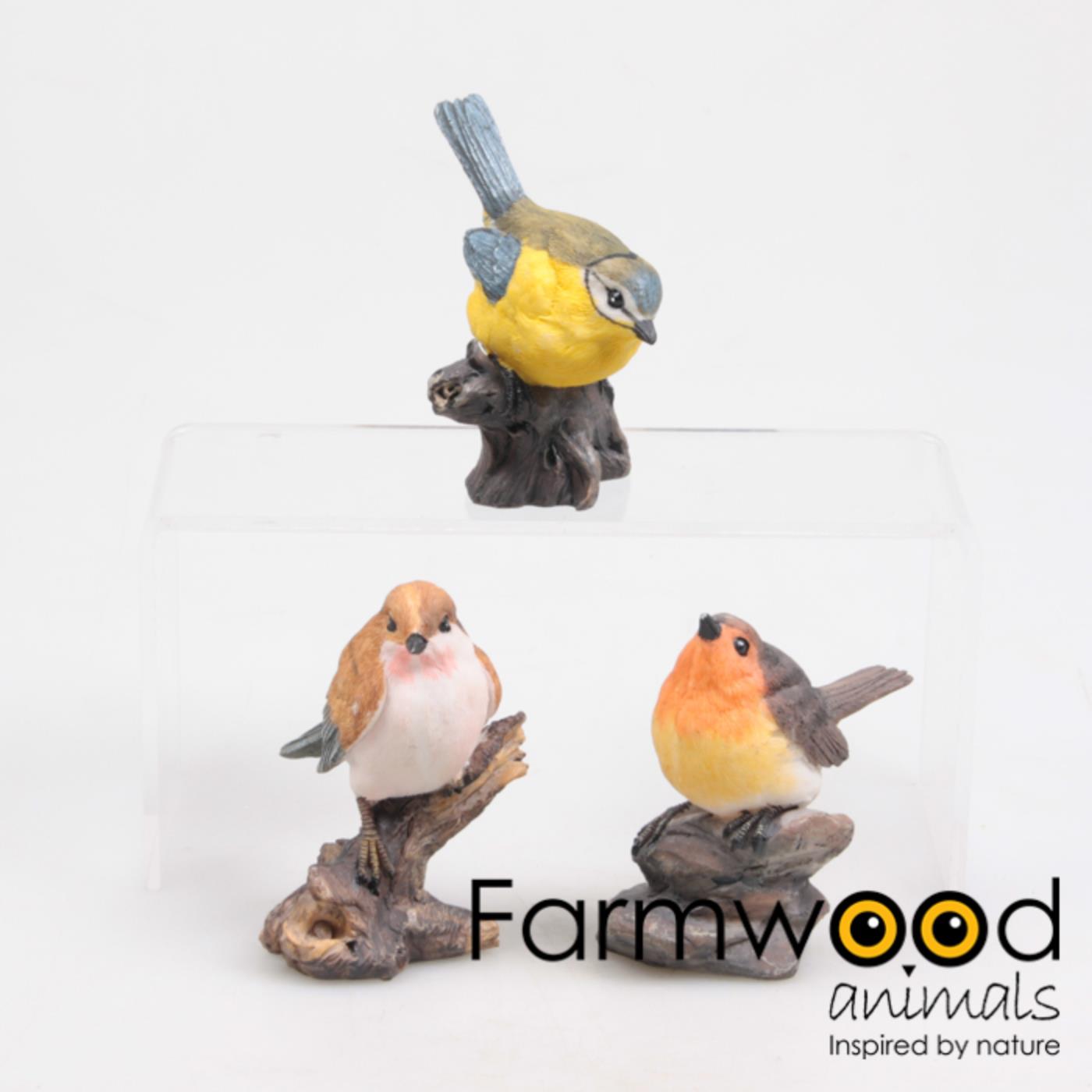 Farmwood Vogel op steen/stronk 6x3