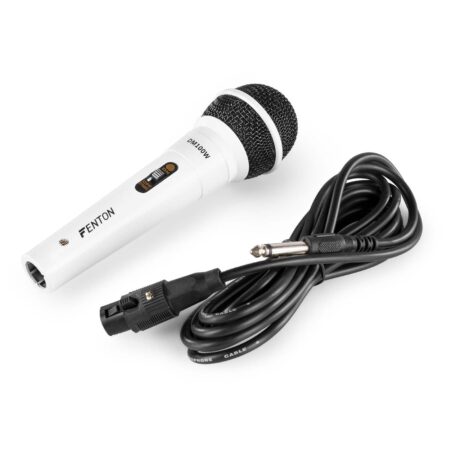 Fenton DM100W witte dynamische microfoon voor o.a. karaoke en DJ's | Fenton
