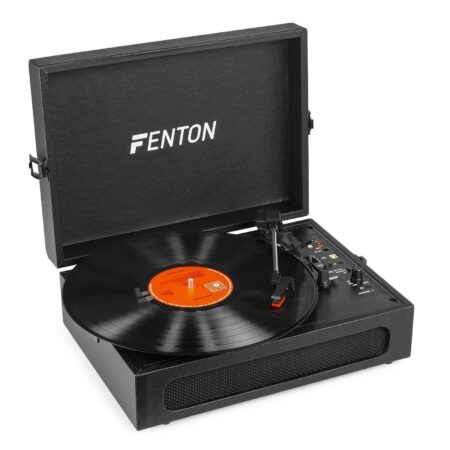 Fenton RP118B retro platenspeler met Bluetooth in /out en USB - Zwart | Fenton