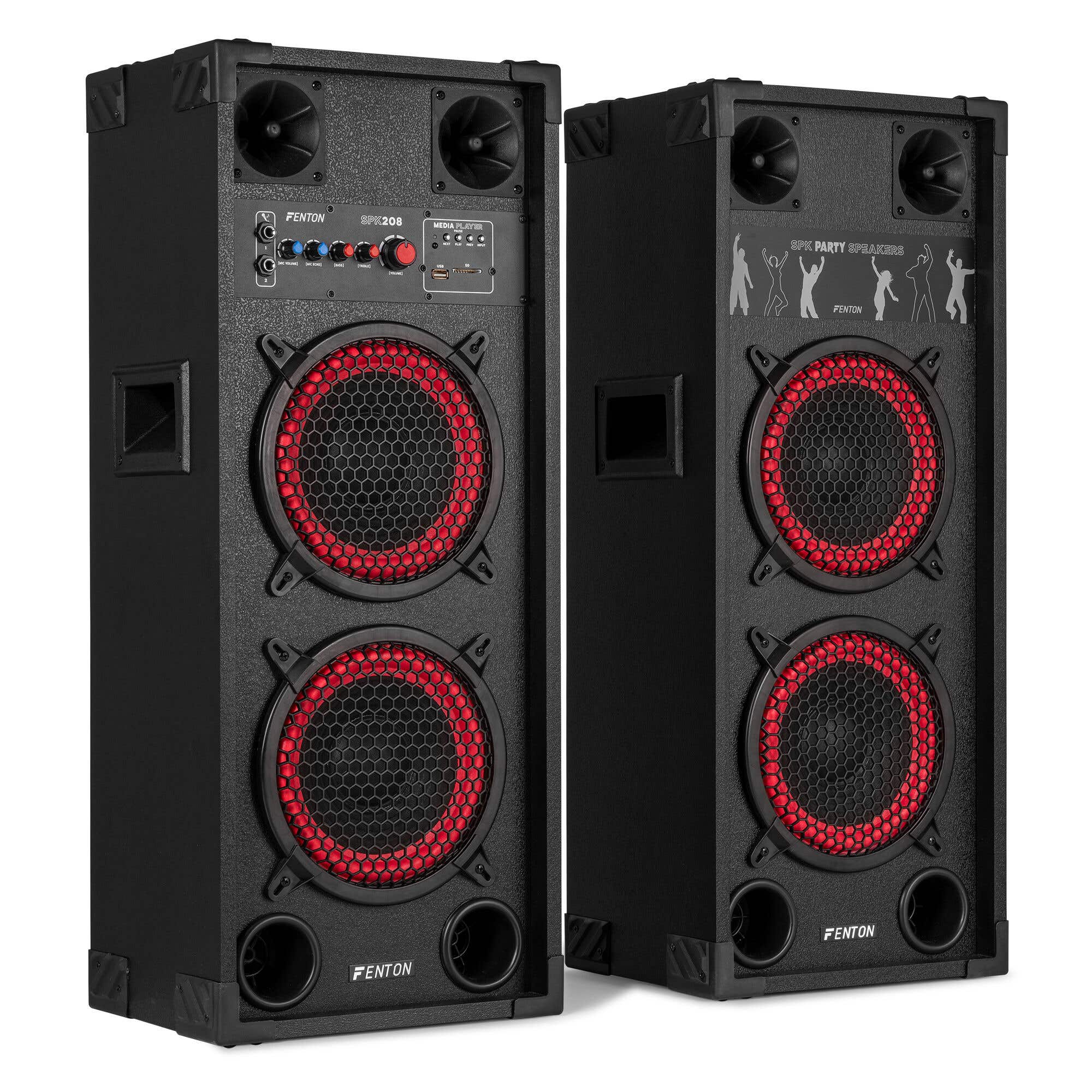 Fenton SPK-208 actieve speakers - PA speakers met Bluetooth - Dubbele | Fenton