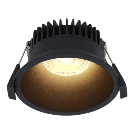 Finn LED inbouwspot - 10 Watt 900lm - 2700K warm wit - Dimbaar - Rond - Verzonken - IP44 waterdicht - Zwart - Voor binnen