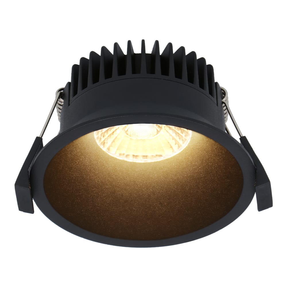 Finn LED inbouwspot - 10 Watt 900lm - 2700K warm wit - Dimbaar - Rond - Verzonken - IP44 waterdicht - Zwart - Voor binnen