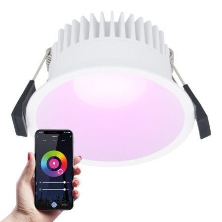 Finn smart inbouwspot - IP44 waterdicht - 10 Watt 630lm - Wifi + Bluetooth - RGBWW - Google Home