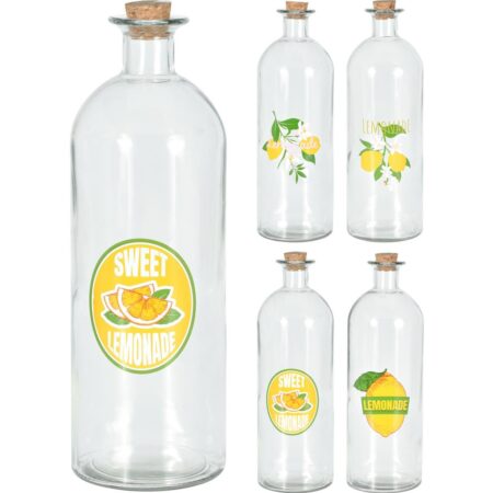 Fles glas met dop kurk 1L | Excellent Houseware