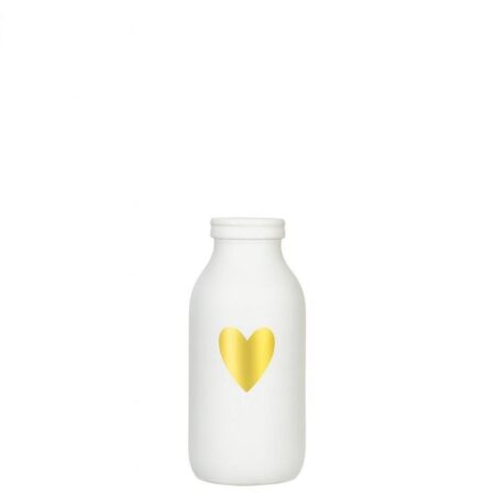 Fles vaas glas wit met hart Ø4.8xH10