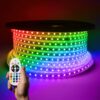Flex60 RGB dimbare LED Strip 25 meter - 20.000 branduren - Buiten & Binnen - 60 LEDs/m - 200 Watt 6500lm - IP65 waterdicht - Inkortbaar per meter | HOFTRONIC