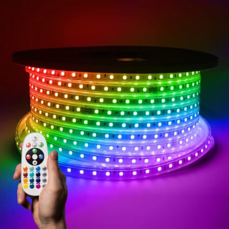 Flex60 RGB dimbare LED Strip 25 meter - 20.000 branduren - Buiten & Binnen - 60 LEDs/m - 200 Watt 6500lm - IP65 waterdicht - Inkortbaar per meter | HOFTRONIC