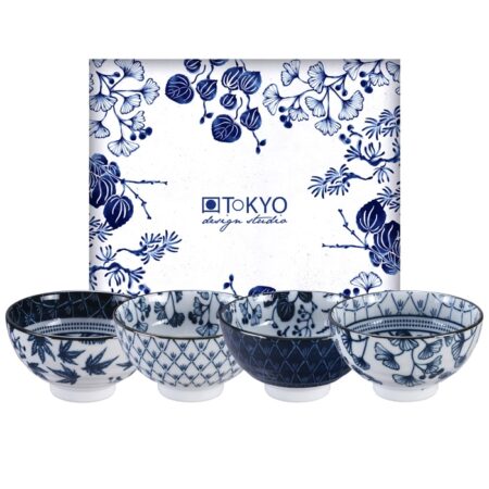 Flora Japonica Rijstkommen Set - Tokyo Design Studio - 4-delig - 300ml - 12 x 6.3cm | Tokyo Design Studio
