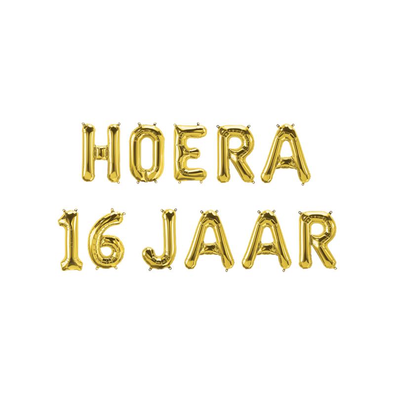 Folie ballon slinger - Hoera 16 jaar | Paperdreams