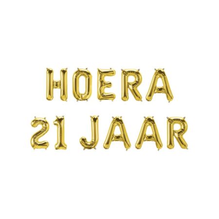 Folie ballon slinger - Hoera 21 jaar | Paperdreams