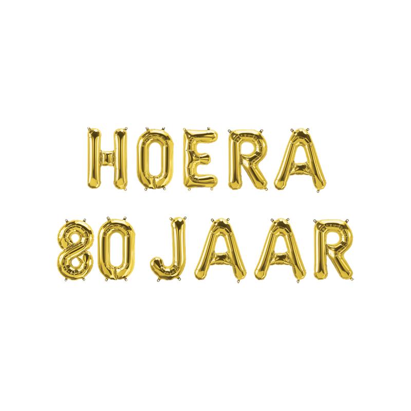 Folie ballon slinger - Hoera 80 jaar | Paperdreams