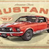 Ford Mustang GT 1967 Red wandplaat | Nostalgic Art