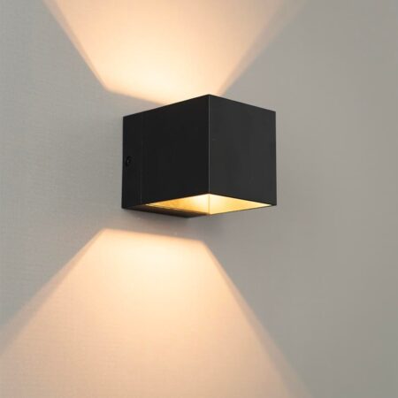 Fornax nero by LUSENZ - Kubusvormige up and down wandlamp met een mat zwarte coating | LUSENZ