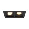 Fresno Dubbele Inbouwspot - Rechthoek - 2x GU10 - 2700K Warm wit - 8 watt 690 lumen - Kantelbaar - IP20 stofdicht - Zwart | HOFTRONIC