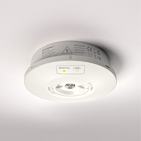 Fuga - LED Opbouwspot Rond Noodverlichting Wit - 3W 280lm - Verwisselbare lens - IP65 - 3 uur noodaccu (3300 mAh) - 6500K - Autotest functie | HOFTRONIC