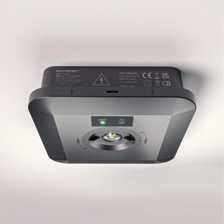 Fuga - LED Opbouwspot Vierkant Noodverlichting Zwart - 3 Watt 280 Lumen - Verwisselbare lens - IP65 waterdicht - 3 uur noodaccu (3300 mAh) - 6500K daglicht wit - Autotest functie | HOFTRONIC