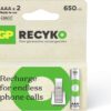 GP AA Batterij oplaadbaar NIMH 650 mah Recyko 1.2V 2 stuks | GP