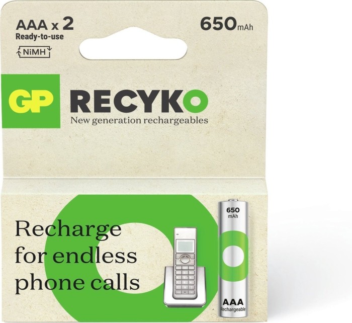 GP AA Batterij oplaadbaar NIMH 650 mah Recyko 1.2V 2 stuks | GP