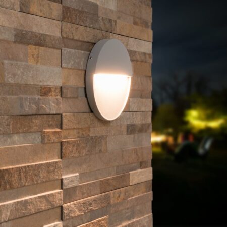 Gary LED Wandlamp Grijs - 6 Watt 280lm - Rond - Trapverlichting - IP54 Waterdicht - 3000K Warm wit - Dimbaar - Binnen en buiten - Modern | HOFTRONIC