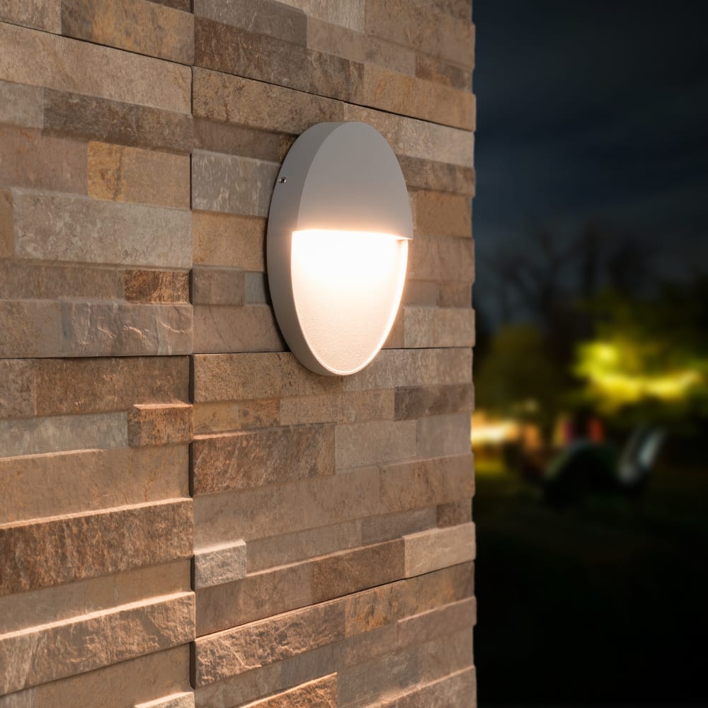 Gary LED Wandlamp Grijs - 6 Watt 280lm - Rond - Trapverlichting - IP54 Waterdicht - 3000K Warm wit - Dimbaar - Binnen en buiten - Modern | HOFTRONIC