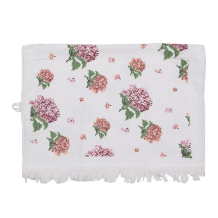 Gastendoekje Wit roze Hortensia | Clayre&Eef