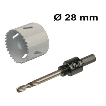 Gatenzaag Ø28 mm - Adapter met centreerboor - Geschikt voor LED Inbouwspots Milano - Bi-metaal zaagblaad | HOFTRONIC