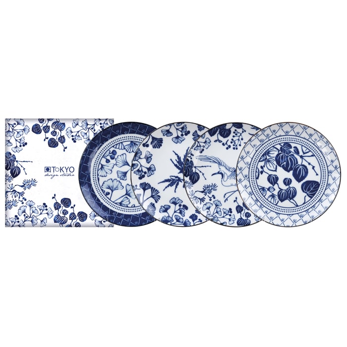 Gebaksbordenset Flora Japonica - Tokyo Design Studio - 4-delig - 16 x 2 cm | Tokyo Design Studio