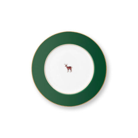 Gebaksbordje Love Birds Deer Dark Green 17 cm | PiP Studio