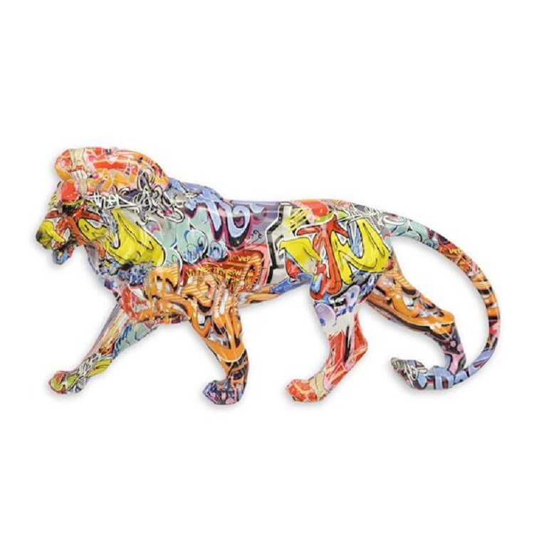 Gekleurd harsbeeldje Leeuw | DecoImport