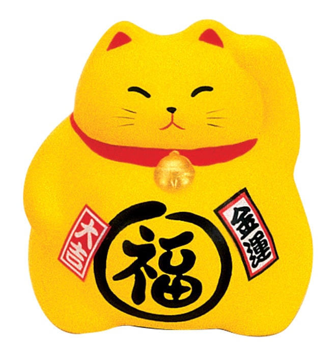 Gele Lucky Cats Figuur - Maneki Neko - 9cm | Tokyo Design Studio