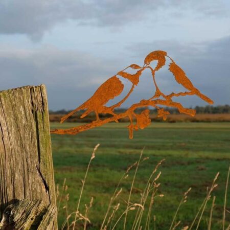 Geluksvogel Mezen paartje - Roest Metaal | Artbizniz