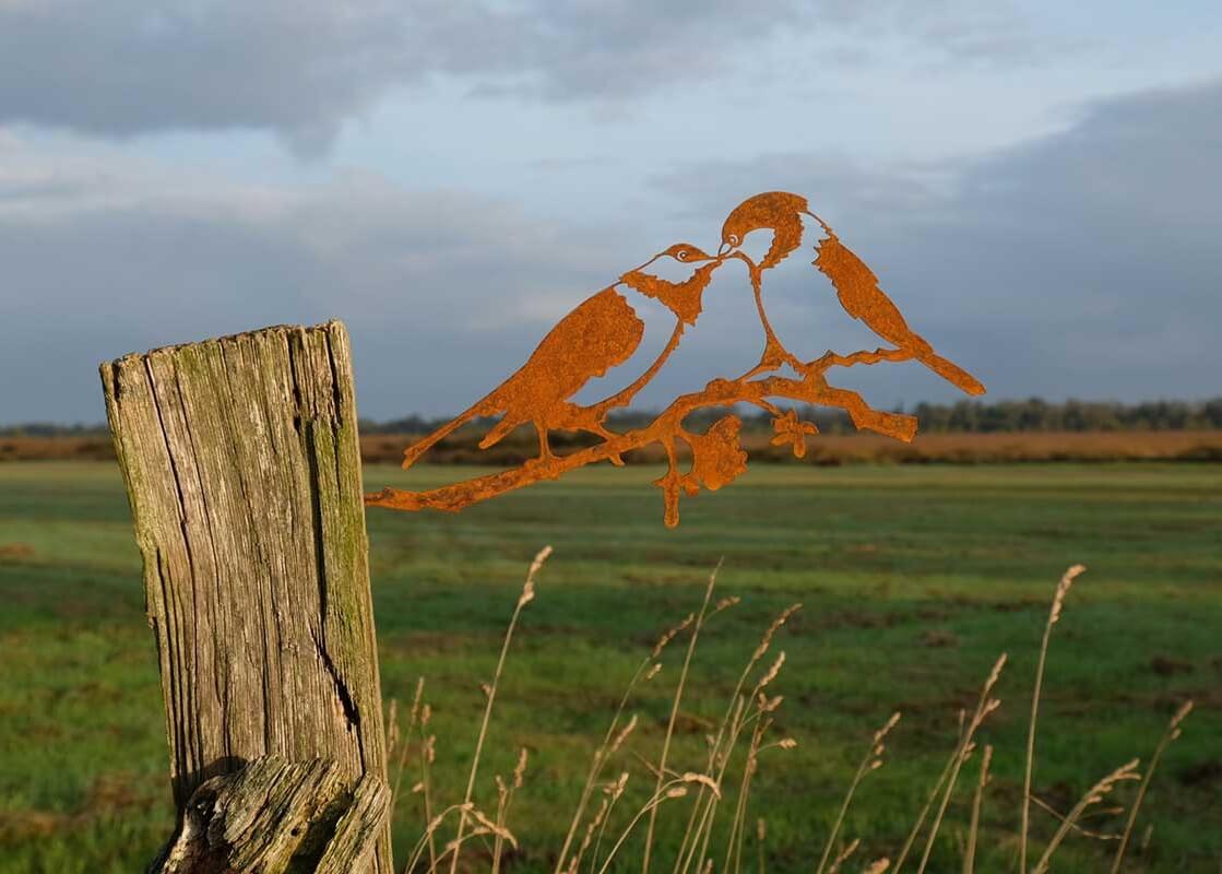 Geluksvogel Mezen paartje - Roest Metaal | Artbizniz
