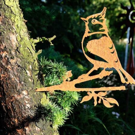 Geluksvogel kuifmees roestbruin staal | Artbizniz
