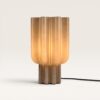 Gessari - Glazen Tafellamp Beige 30 cm - E27 fitting - Tafellamp woonkamer - Eclectisch design - Geplooid glas - Met aan/uit-schakelaar | LUSENZ
