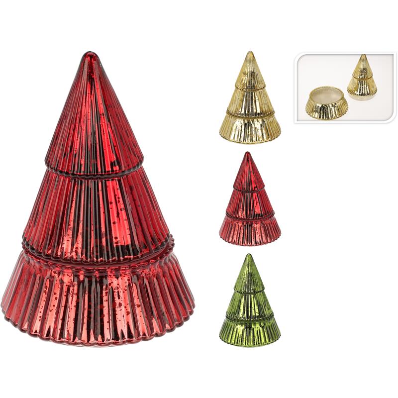 Geurkaars in everlands kunstkerstboom glas met deksel | Home & Styling