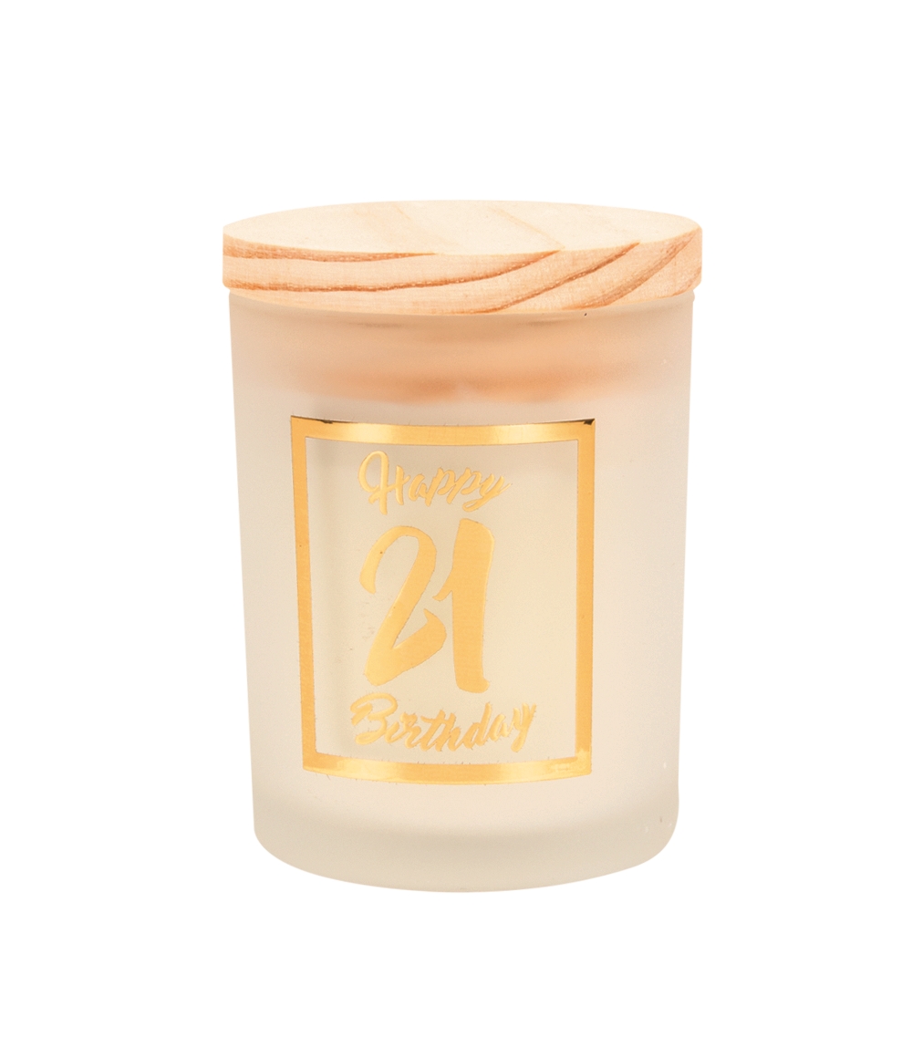 Geurkaars klein goud/wit - 21 jaar | Paperdreams