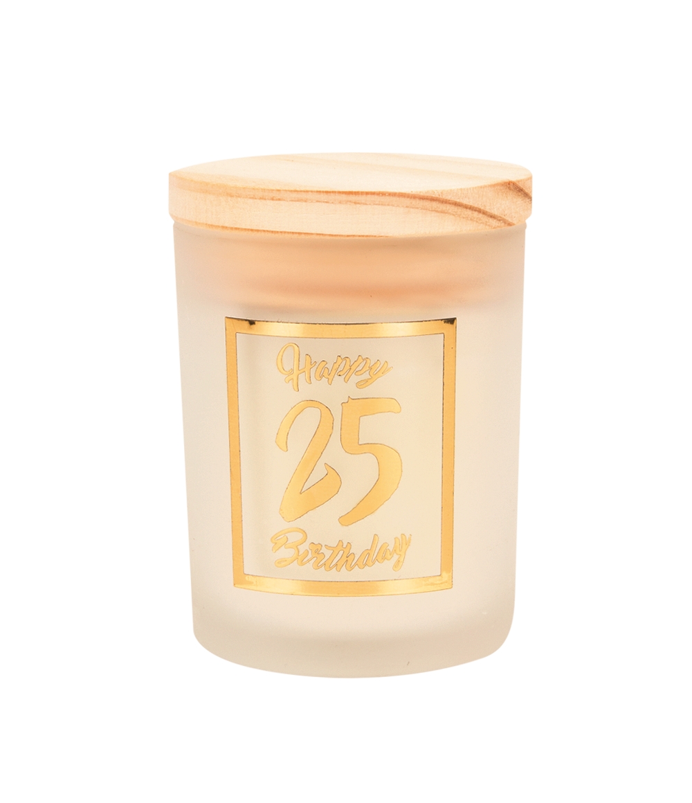 Geurkaars klein goud/wit - 25 jaar | Paperdreams