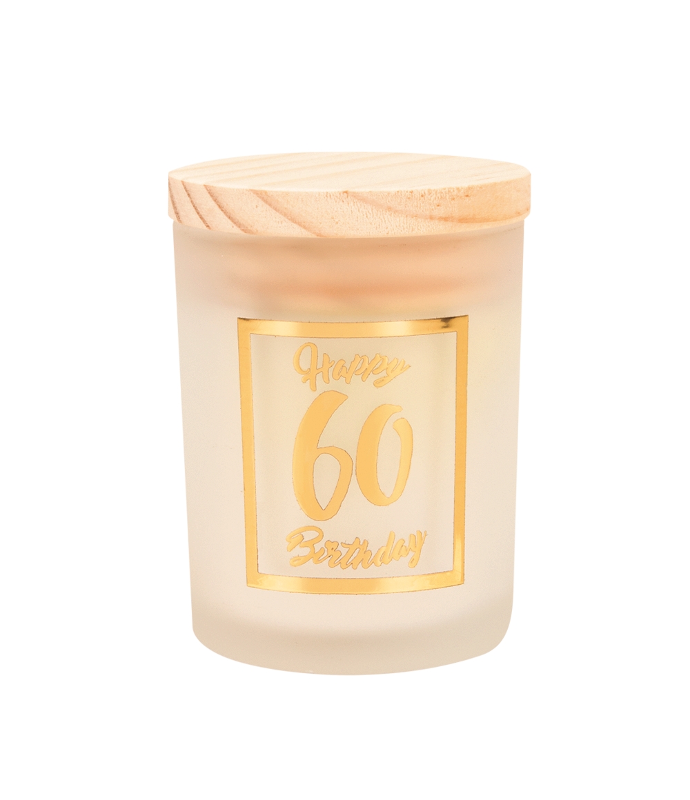 Geurkaars klein goud/wit - 60 jaar | Paperdreams