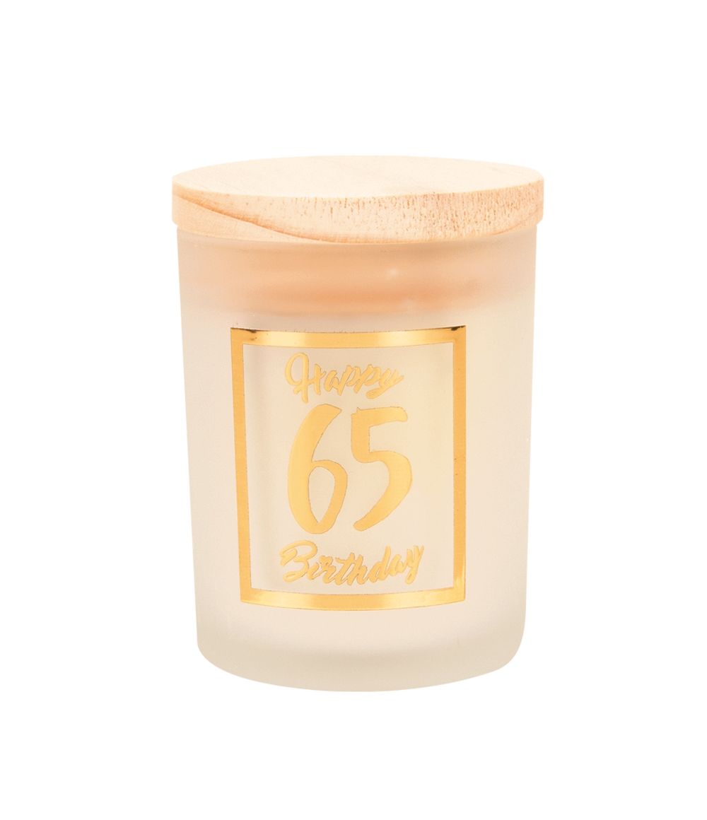 Geurkaars klein goud/wit - 65 jaar | Paperdreams