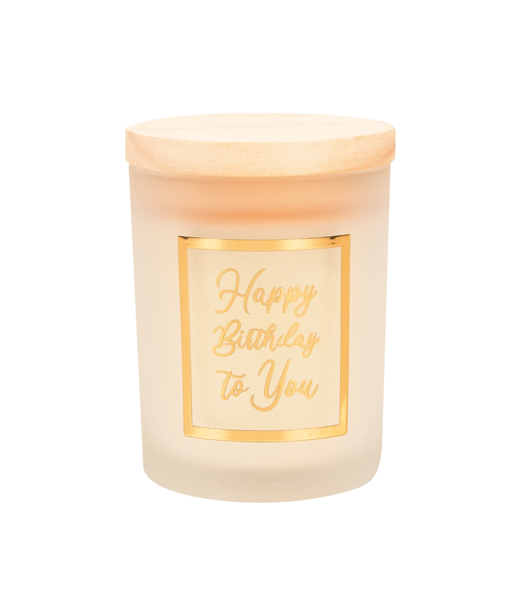 Geurkaars klein goud/wit Happy birthday | Paperdreams
