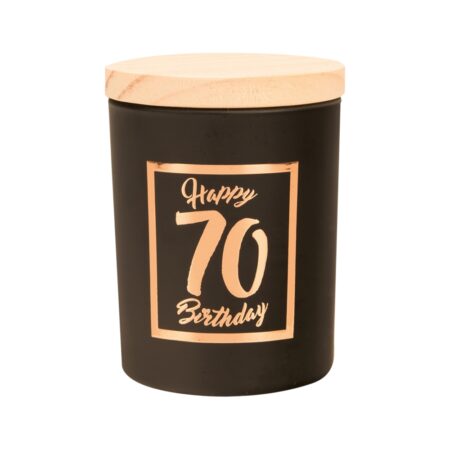 Geurkaars klein roze/zwart - 70 jaar | Paperdreams