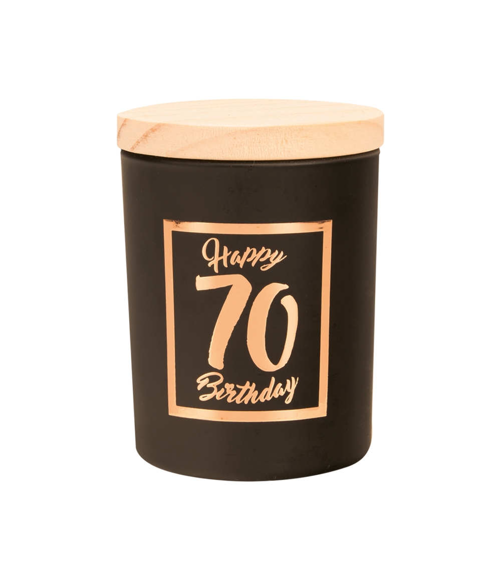 Geurkaars klein roze/zwart - 70 jaar | Paperdreams