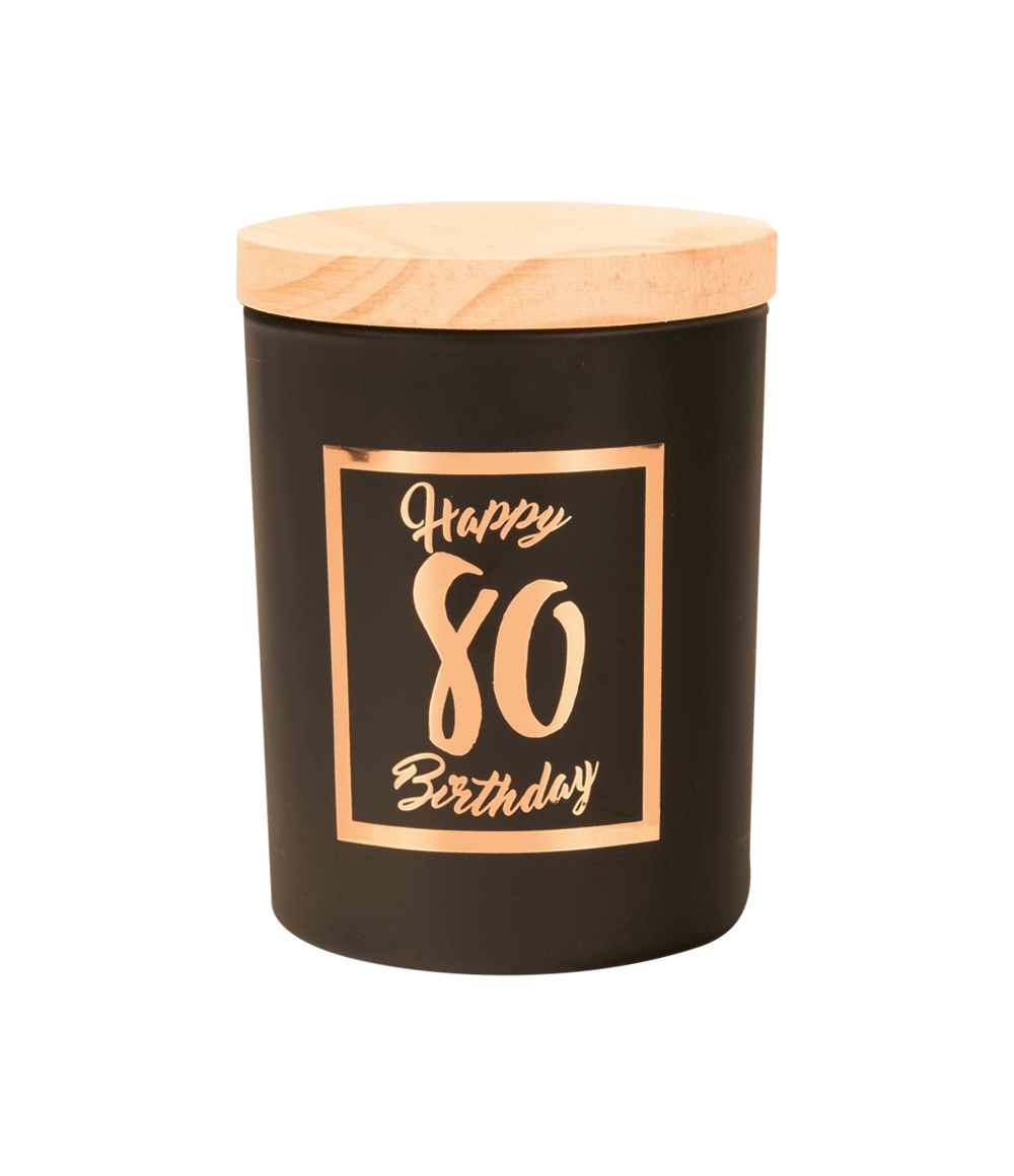 Geurkaars klein roze/zwart - 80 jaar | Paperdreams
