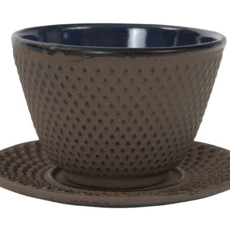 Gietijzeren Theekop met Onderzetter - Bruin - 120ml - 7x5.5cm | Tokyo Design Studio