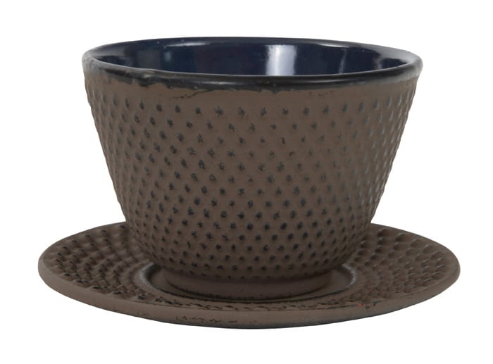 Gietijzeren Theekop met Onderzetter - Bruin - 120ml - 7x5.5cm | Tokyo Design Studio