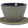 Gietijzeren Theekop met Onderzetter - Grijs - 120ml - 7 x 5.5cm | Tokyo Design Studio