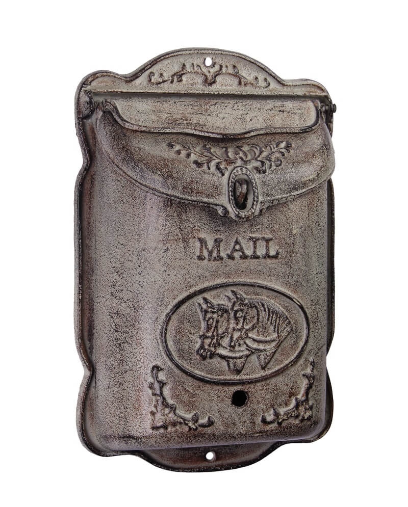 Gietijzeren brievenbus paarden grijs | DecoImport